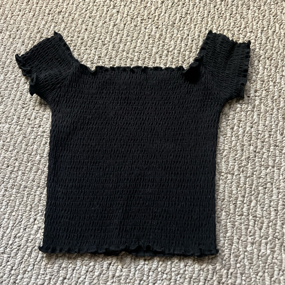 Wetseal black off the shoulder crop top